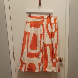 Orange and White Women's Skirt